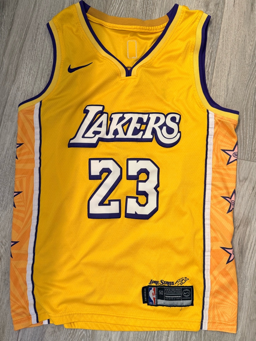 LeBron James #23 Los Angeles Lakers Nike Lore City Edition Series Jersey Size 50